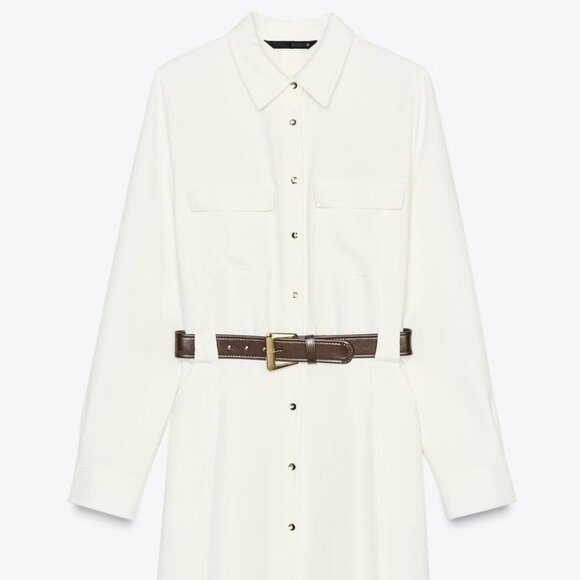 BELTED CREPE MIDI DRESS - Picture 4 of 6